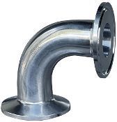 Ai 1.5" One-Piece 316L SST 90 Degree Sanitary Tri-Clamp Elbow
