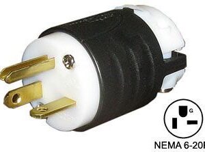 NEMA 6-20P 250 Volt 20 Amp 3-Prong Stright Blade Plug
